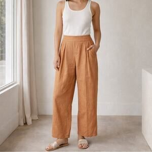 MATIN Studio Linen Pleated Trousers light brown Size 12 34w